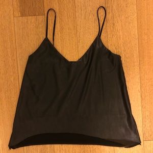 Leather in front, sheer in the back tank top